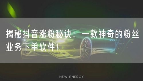 揭秘抖音涨粉秘诀：一款神奇的粉丝业务下单软件！