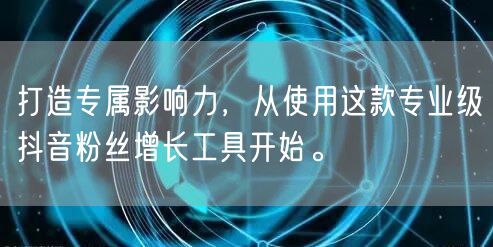 打造专属影响力，从使用这款专业级抖音粉丝增长工具开始。