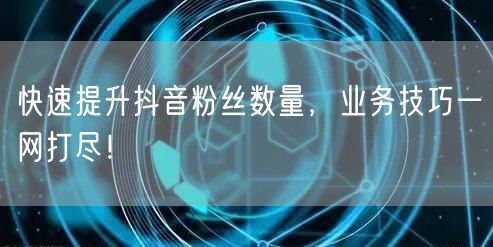 快速提升抖音粉丝数量，业务技巧一网打尽！
