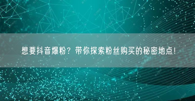 想要抖音爆粉？带你探索粉丝购买的秘密地点！