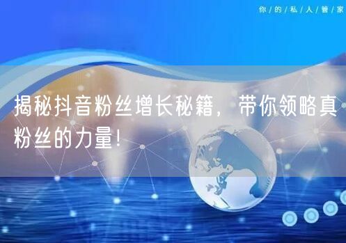 揭秘抖音粉丝增长秘籍，带你领略真粉丝的力量！