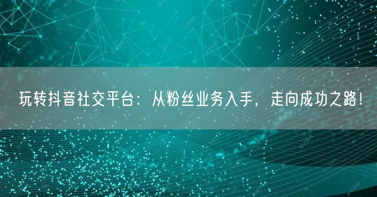 玩转抖音社交平台：从粉丝业务入手，走向成功之路！
