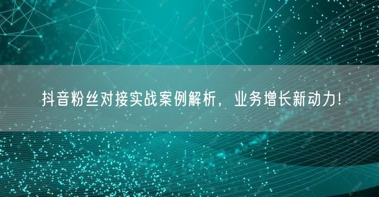 抖音粉丝对接实战案例解析，业务增长新动力！