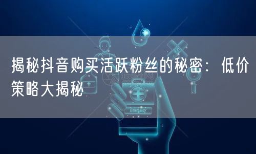揭秘抖音购买活跃粉丝的秘密：低价策略大揭秘