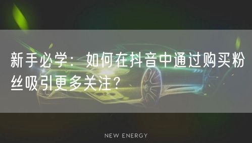 新手必学：如何在抖音中通过购买粉丝吸引更多关注？