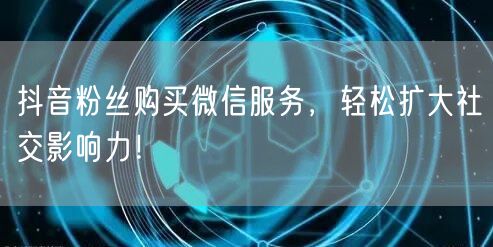 抖音粉丝购买微信服务，轻松扩大社交影响力！
