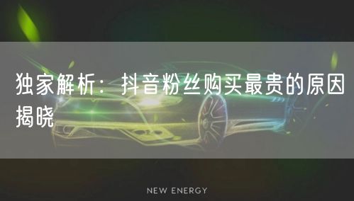 独家解析：抖音粉丝购买最贵的原因揭晓