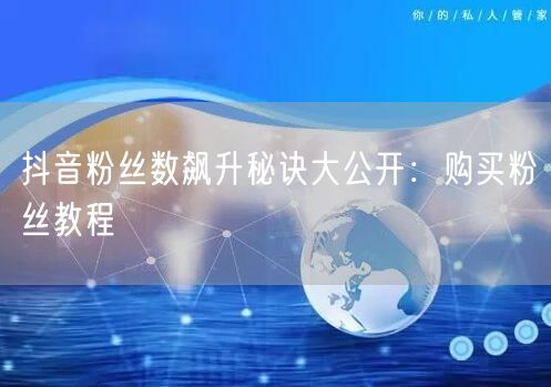 抖音粉丝数飙升秘诀大公开：购买粉丝教程
