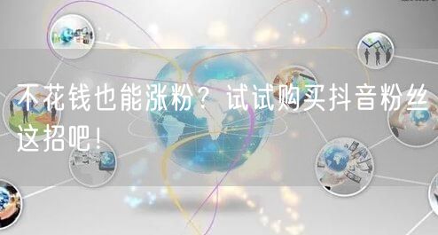 不花钱也能涨粉？试试购买抖音粉丝这招吧！