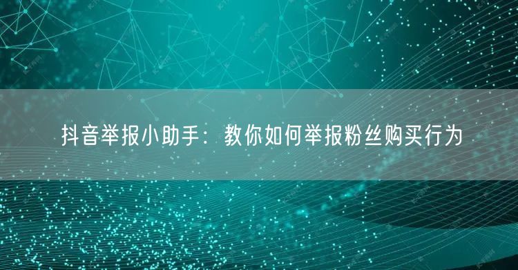 抖音举报小助手：教你如何举报粉丝购买行为