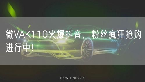 微VAK110火爆抖音，粉丝疯狂抢购进行中！