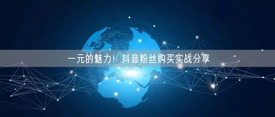 一元的魅力！抖音粉丝购买实战分享