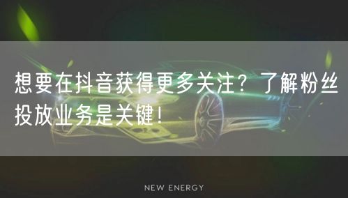 想要在抖音获得更多关注？了解粉丝投放业务是关键！