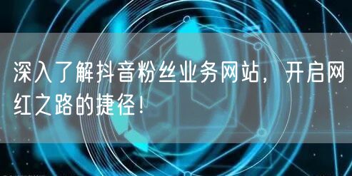 深入了解抖音粉丝业务网站，开启网红之路的捷径！