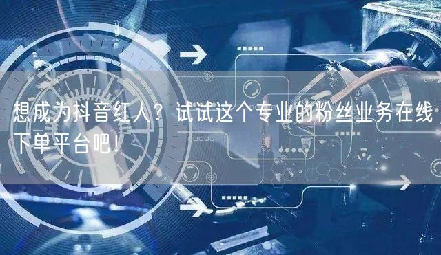 想成为抖音红人？试试这个专业的粉丝业务在线下单平台吧！
