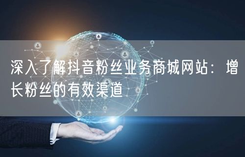 深入了解抖音粉丝业务商城网站：增长粉丝的有效渠道