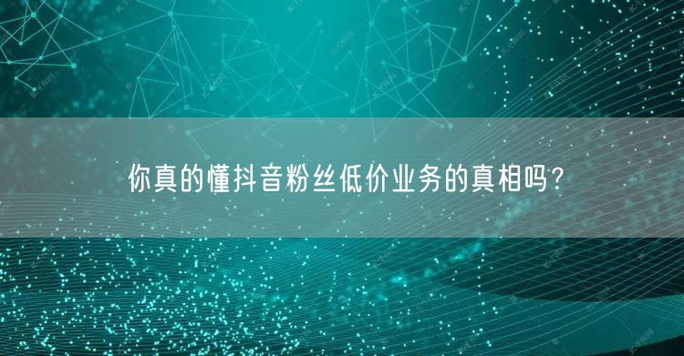 你真的懂抖音粉丝低价业务的真相吗？