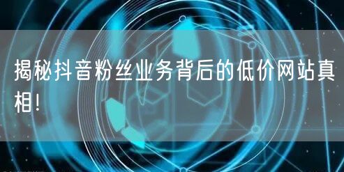 揭秘抖音粉丝业务背后的低价网站真相！