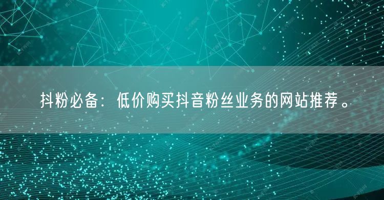 抖粉必备：低价购买抖音粉丝业务的网站推荐。