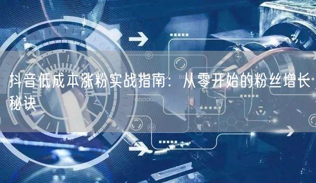 抖音低成本涨粉实战指南：从零开始的粉丝增长秘诀