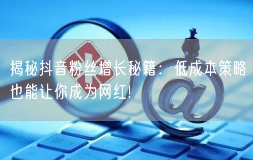 揭秘抖音粉丝增长秘籍：低成本策略也能让你成为网红!