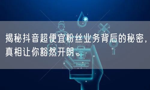 揭秘抖音超便宜粉丝业务背后的秘密，真相让你豁然开朗。